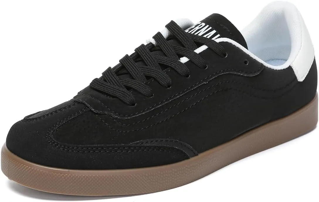 Bernal Women's Fashion Sneakers Flat Low-Top Lace-Up Comfortable Casual Tennis Sneakers Walking Travel Shoes Dress Sneakers (Black White 10)