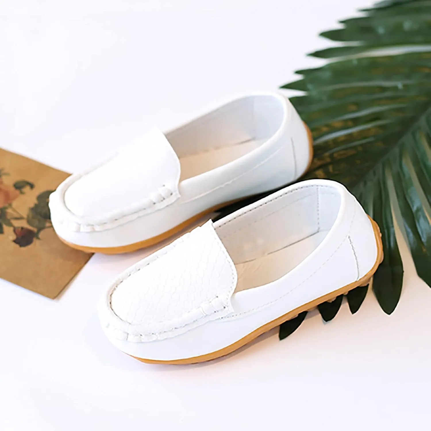 Boys Girls Loafers Casual Slip-On Moccasin Boat Dress Shoes Toddlers Kids Casual Shoes Formal Shoes Leather Flats