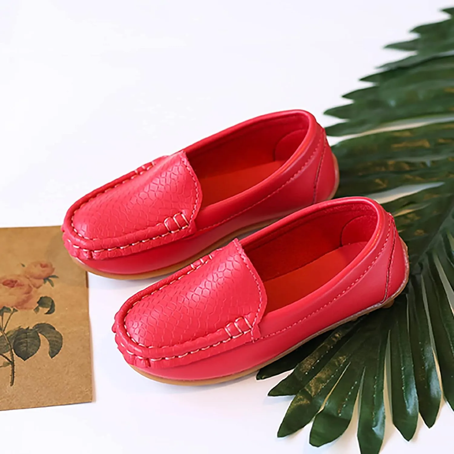 Boys Girls Loafers Casual Slip-On Moccasin Boat Dress Shoes Toddlers Kids Casual Shoes Formal Shoes Leather Flats
