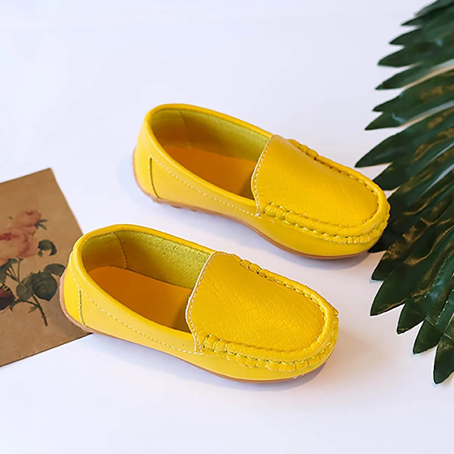 Boys Girls Loafers Casual Slip-On Moccasin Boat Dress Shoes Toddlers Kids Casual Shoes Formal Shoes Leather Flats