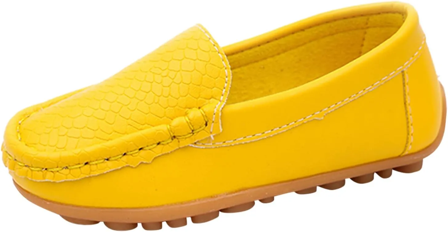 Boys Girls Loafers Casual Slip-On Moccasin Boat Dress Shoes Toddlers Kids Casual Shoes Formal Shoes Leather Flats