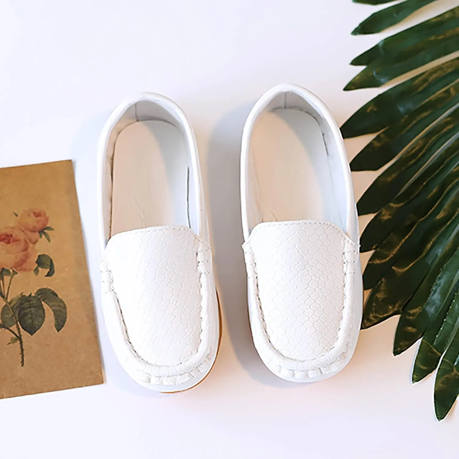 Boys Girls Loafers Casual Slip-On Moccasin Boat Dress Shoes Toddlers Kids Casual Shoes Formal Shoes Leather Flats
