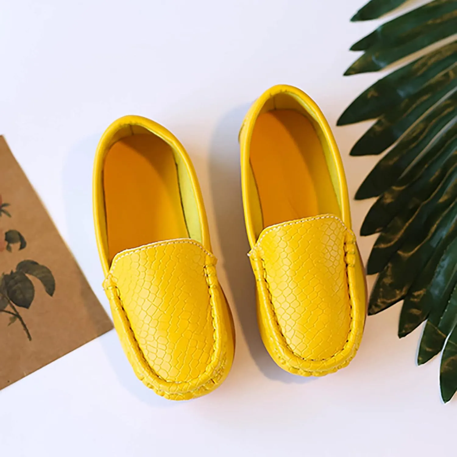 Boys Girls Loafers Casual Slip-On Moccasin Boat Dress Shoes Toddlers Kids Casual Shoes Formal Shoes Leather Flats