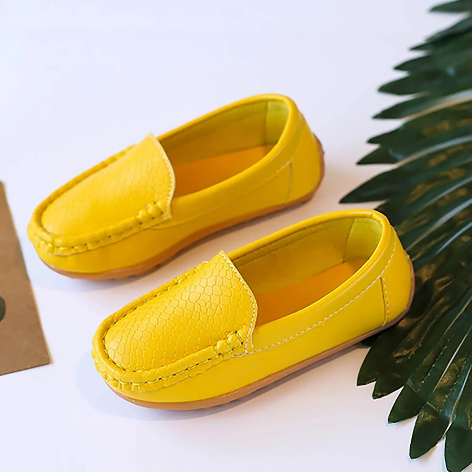 Boys Girls Loafers Casual Slip-On Moccasin Boat Dress Shoes Toddlers Kids Casual Shoes Formal Shoes Leather Flats