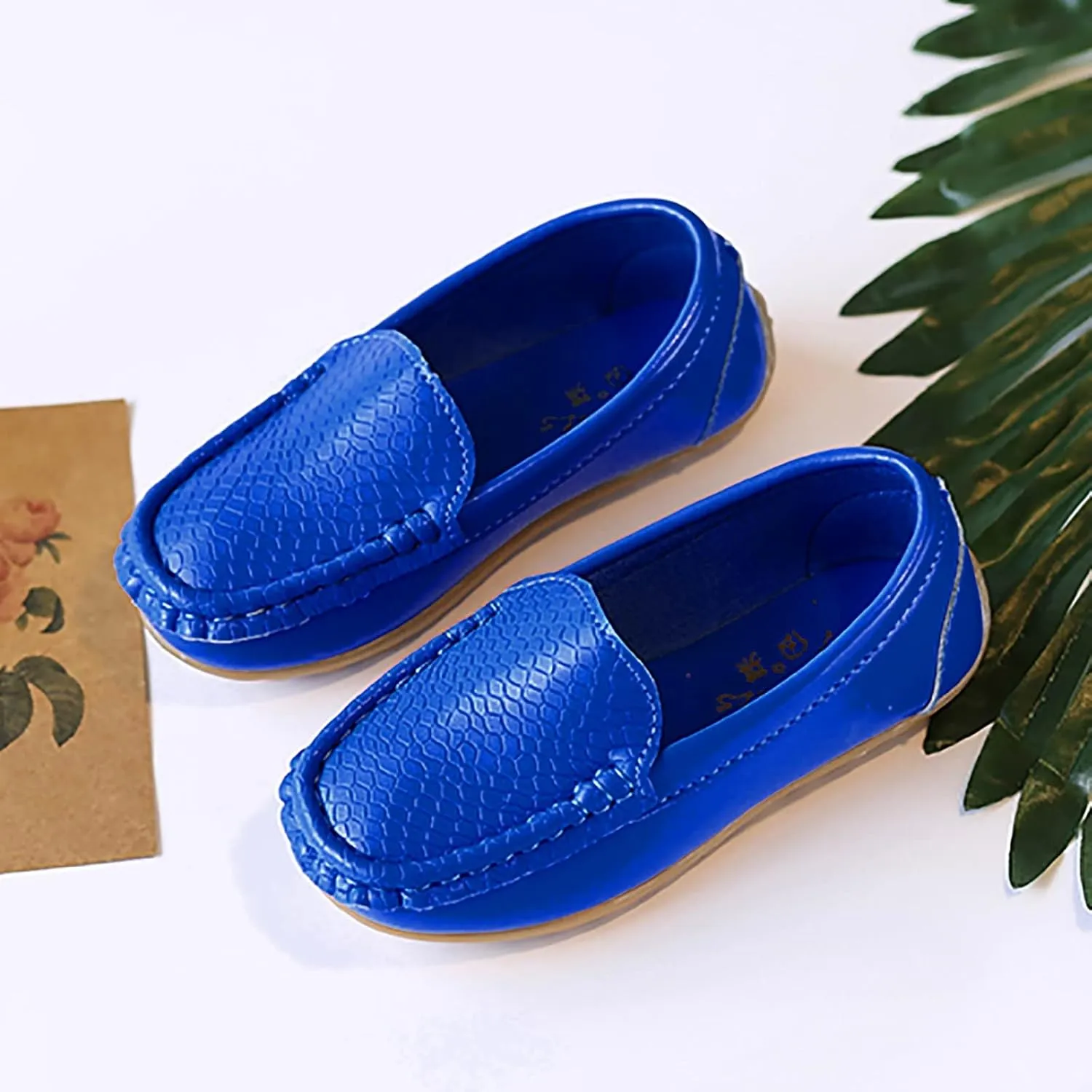 Boys Girls Loafers Casual Slip-On Moccasin Boat Dress Shoes Toddlers Kids Casual Shoes Formal Shoes Leather Flats