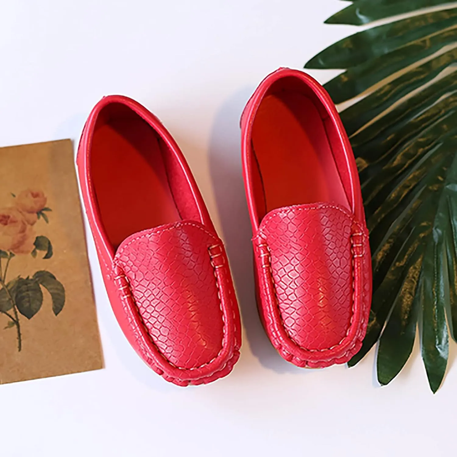 Boys Girls Loafers Casual Slip-On Moccasin Boat Dress Shoes Toddlers Kids Casual Shoes Formal Shoes Leather Flats