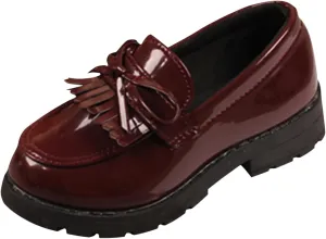 Boys Slip on Shoe Girls Slip On Leather Loafer Tassel Bow Flats School Dress Shoes for Girls and 1 Boys