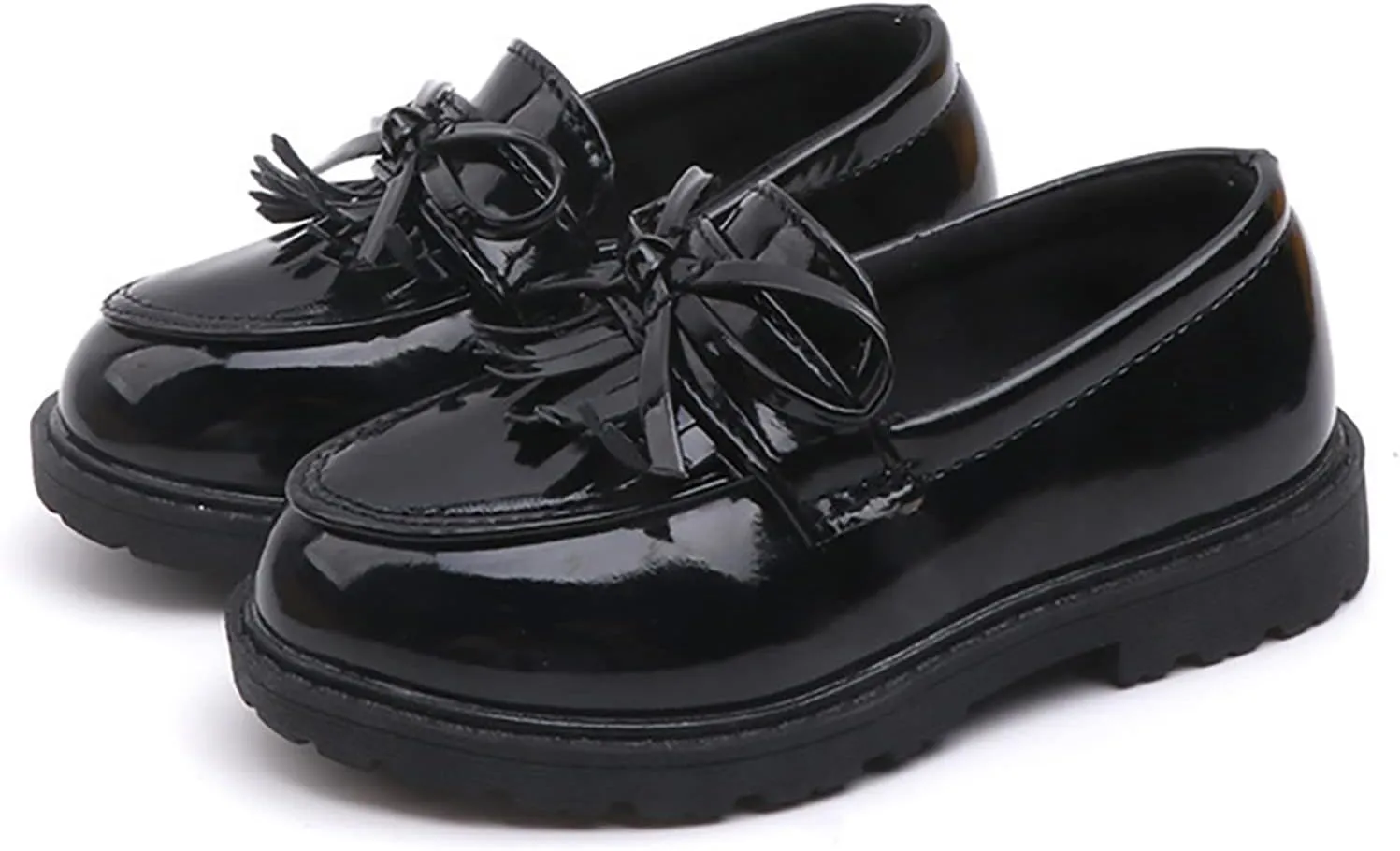 Boys Slip on Shoe Girls Slip On Leather Loafer Tassel Bow Flats School Dress Shoes for Girls and 1 Boys