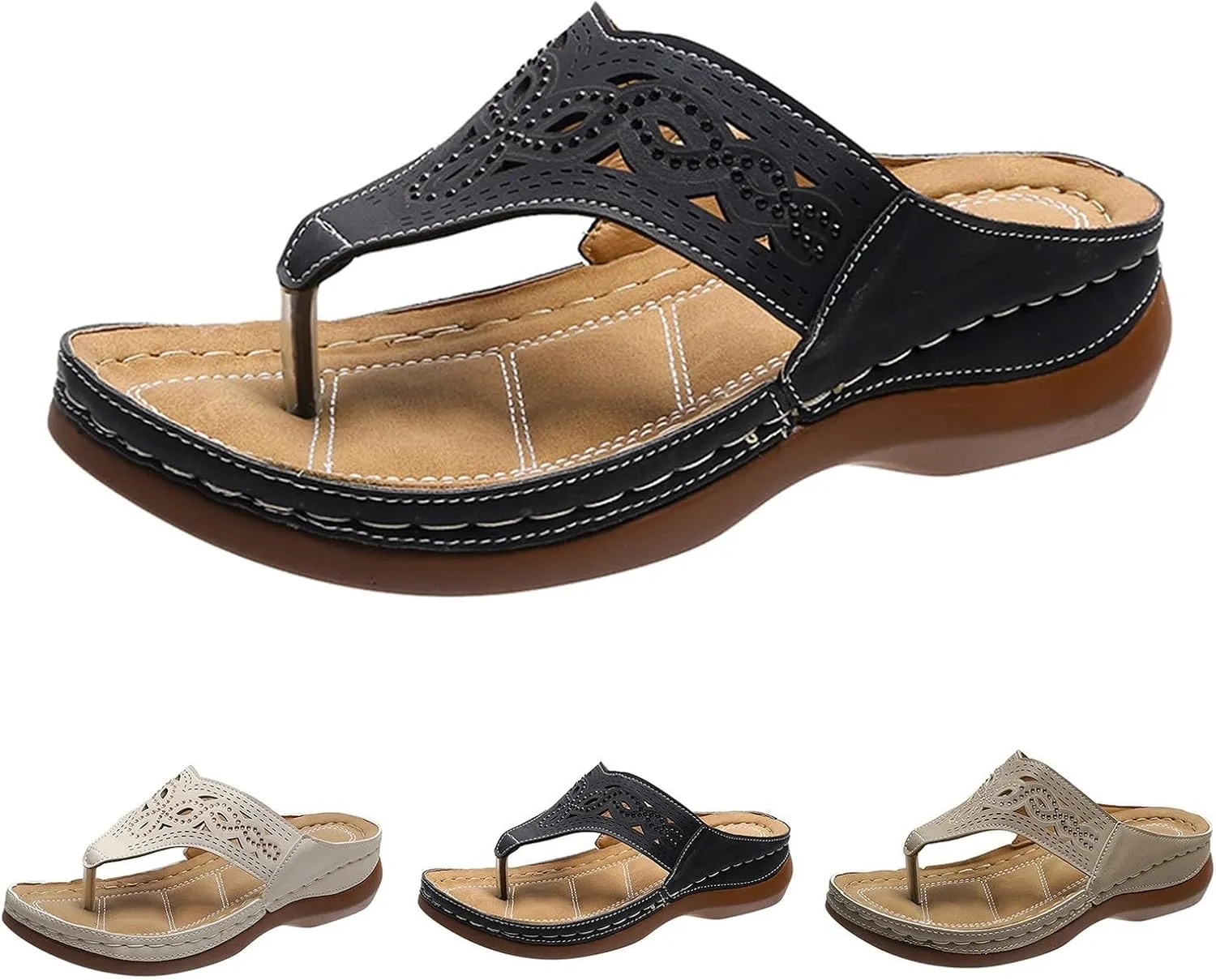 Breathable Mesh Hollow Sports Sandals Non-Slip 2024 New Womens Wedge Orthopedic Flip-Flops Summer Casual Sandals Open Toe