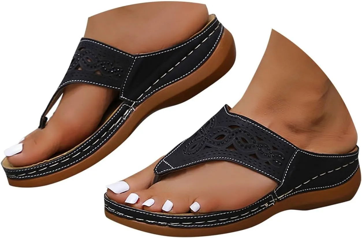 Breathable Mesh Hollow Sports Sandals Non-Slip 2024 New Womens Wedge Orthopedic Flip-Flops Summer Casual Sandals Open Toe