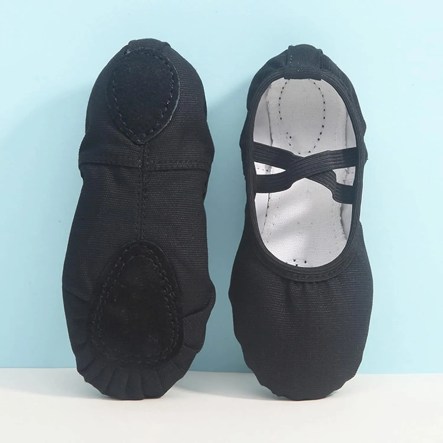 Canvas Ballet Shoes for Girls, Kids Dance Practice Slippers Split Soft Leather Flat Sole Yoga Gymnastics Shoes