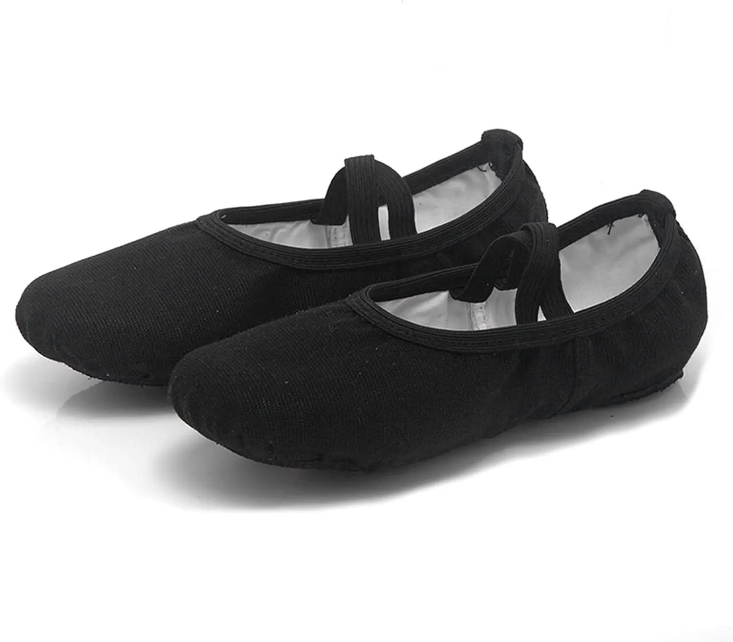 Canvas Ballet Shoes for Girls, Kids Dance Practice Slippers Split Soft Leather Flat Sole Yoga Gymnastics Shoes