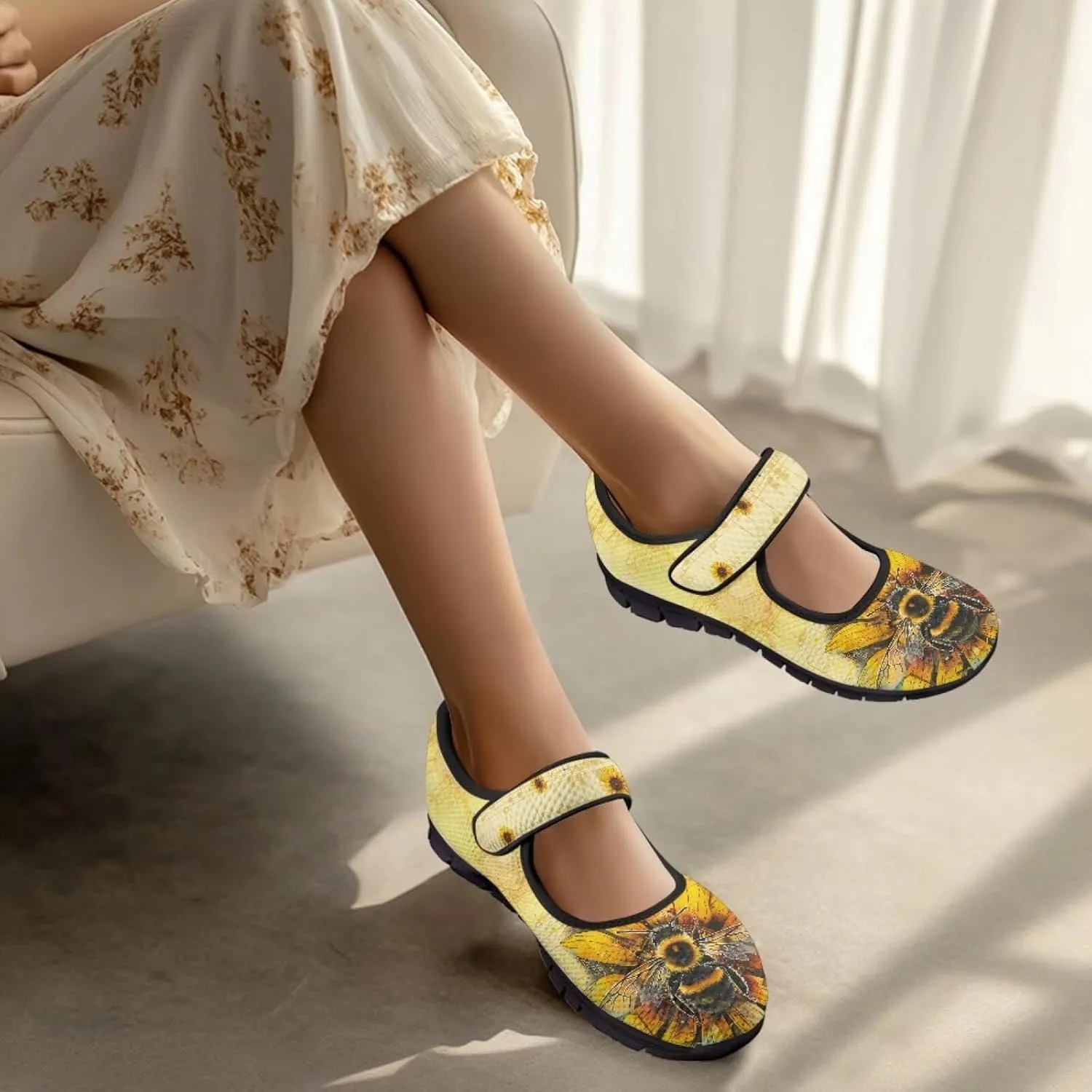chaqlin Women Flat Shoes Non Slip Sneakers Mary Jane Comfortable Mesh Walking Tennis Shoe Wide Toe Zero Drop Athletic Strap Sneaker