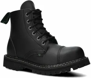 Charley - Women's vegan leather combat boot (black, 6 eyelets, steel toe)