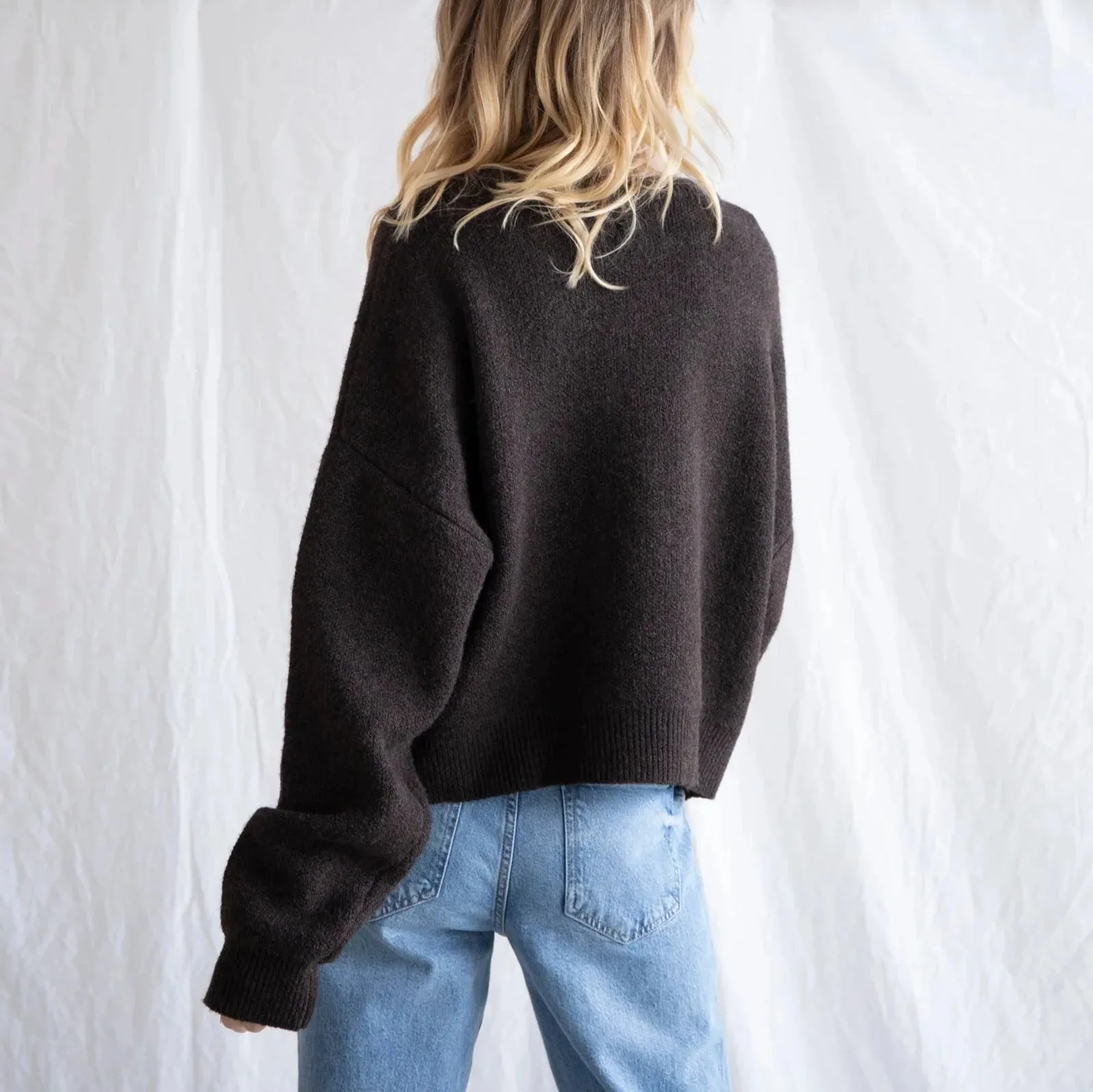 Chocolate Brown Button Up Sweater