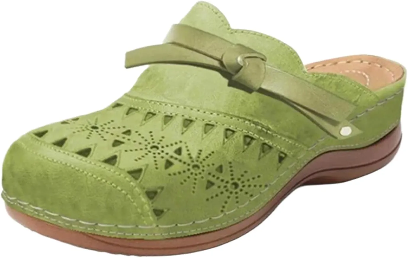 Clogs for Women 2025 Arch Support Orthopedic Sandals Wide Width Wedge Sandals Bow Hollow Breathable Platform Wedge Sandal Outdoor Beach Slippers Closed Toe Slippers