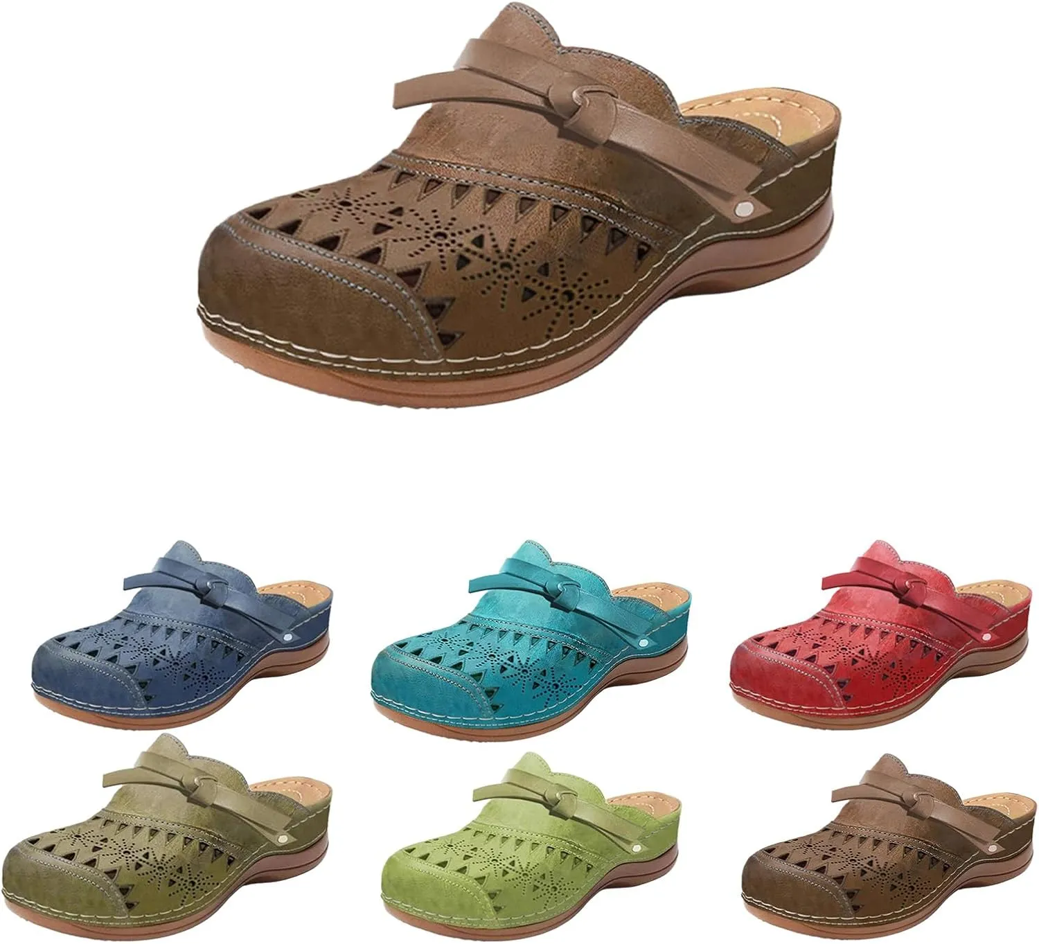 Clogs for Women Arch Support Anti-Slip Sandals Hollow Out Closed Toe Slippers Casual Summer Wedge Sandals Casual Outdoor Beach Slippers