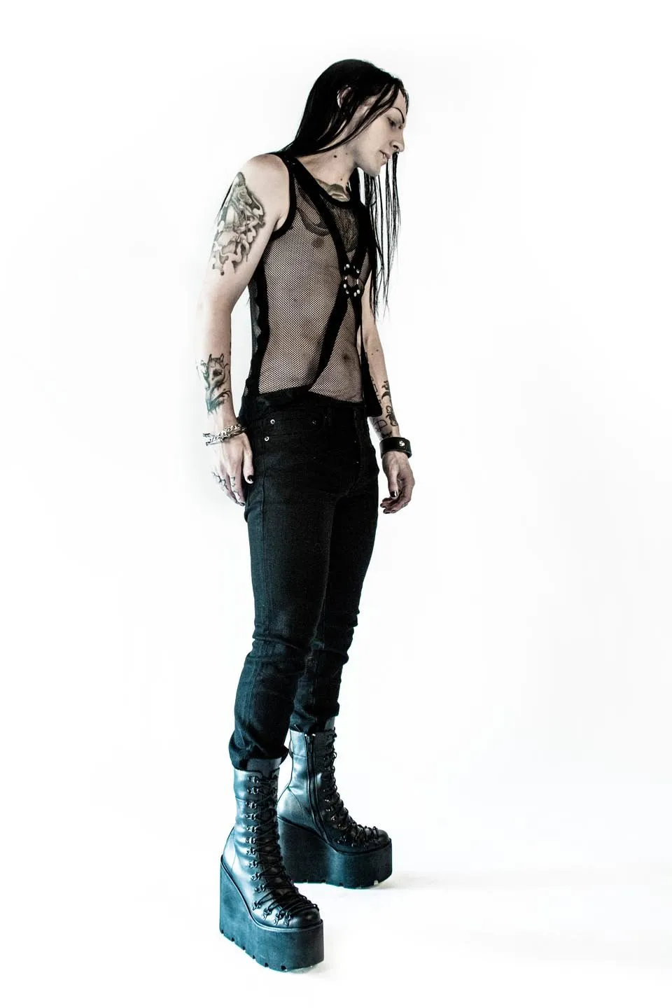 Cross Strap Fishnet Top