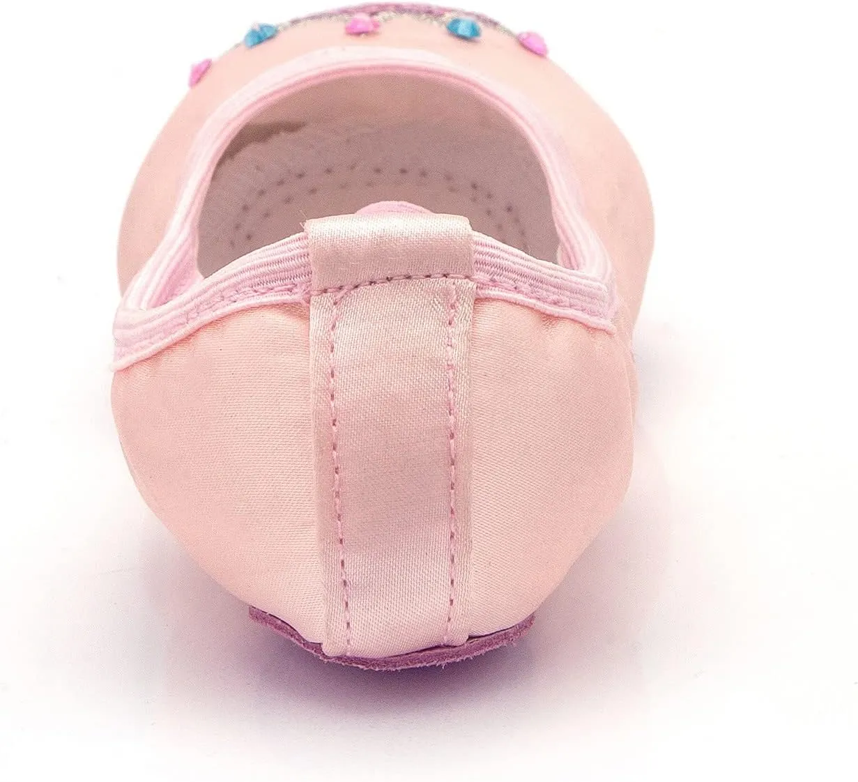 Cute Ballet Shoes for Girls Crown Sequin Satin Dance Practice Slippers Split Soft Flat Shoes Sneakers