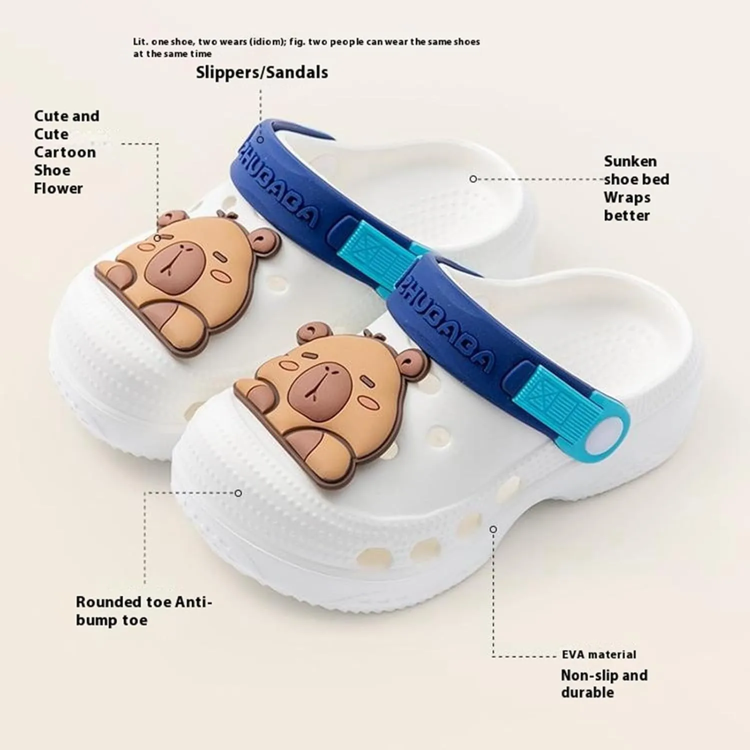 Cute Capybara Slippers for Kids,Girls Boys Clogs Garden Shoes,Toddler Slides Sandals,Water Shower Beach Shoes Indoor Outdoor