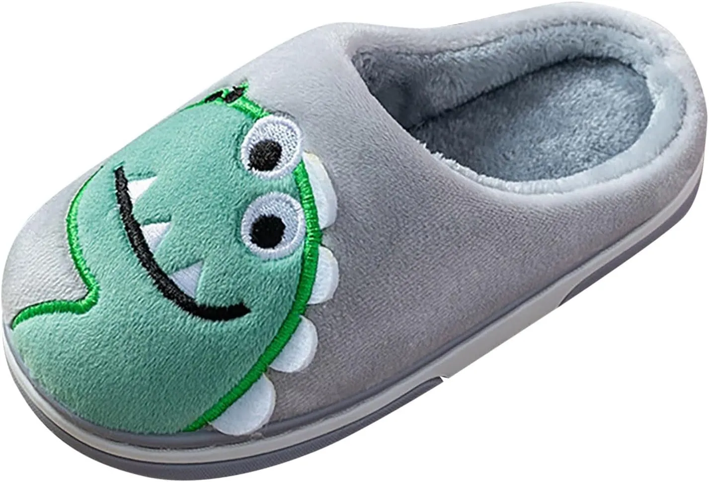 Cute Dinosaur Fuzzy Slippers for Boys Girls Kids Memory Foam Soft Sole Flat Shoes Toddler Cotton Cozy Indoor Slipper
