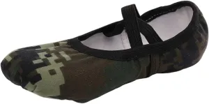 Dance Shoes for Girls Toddler Kids Canvas Ballet Slippers Trendy Camo Dancing Performance Shoes with Elastic Straps