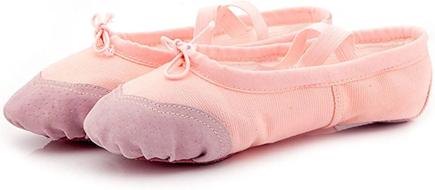 Dance Shoes for Girls Warm Canvas Ballet Slippers Color Block Solid Drawstring Bow Indoor Shoes with Elastic Straps
