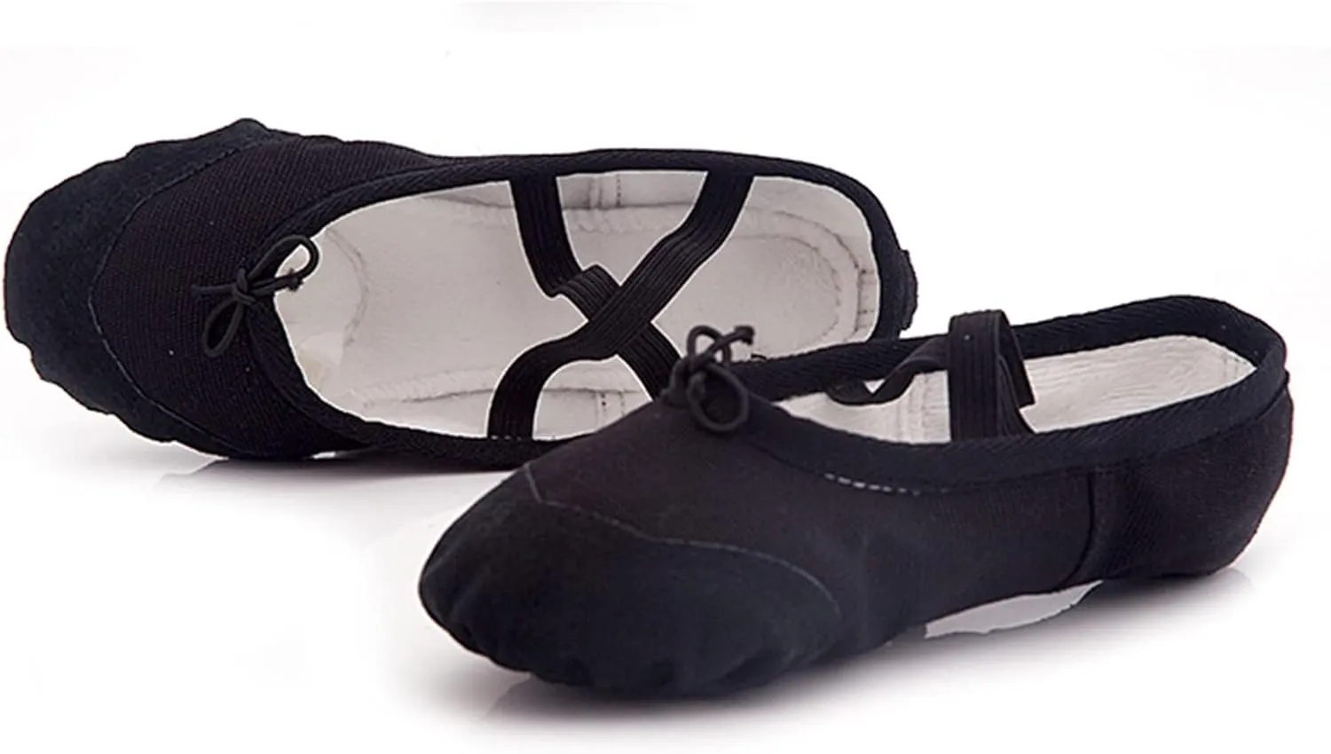 Dance Shoes for Girls Warm Canvas Ballet Slippers Color Block Solid Drawstring Bow Indoor Shoes with Elastic Straps