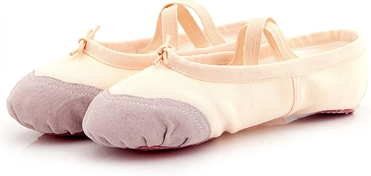 Dance Shoes for Girls Warm Canvas Ballet Slippers Color Block Solid Drawstring Bow Indoor Shoes with Elastic Straps
