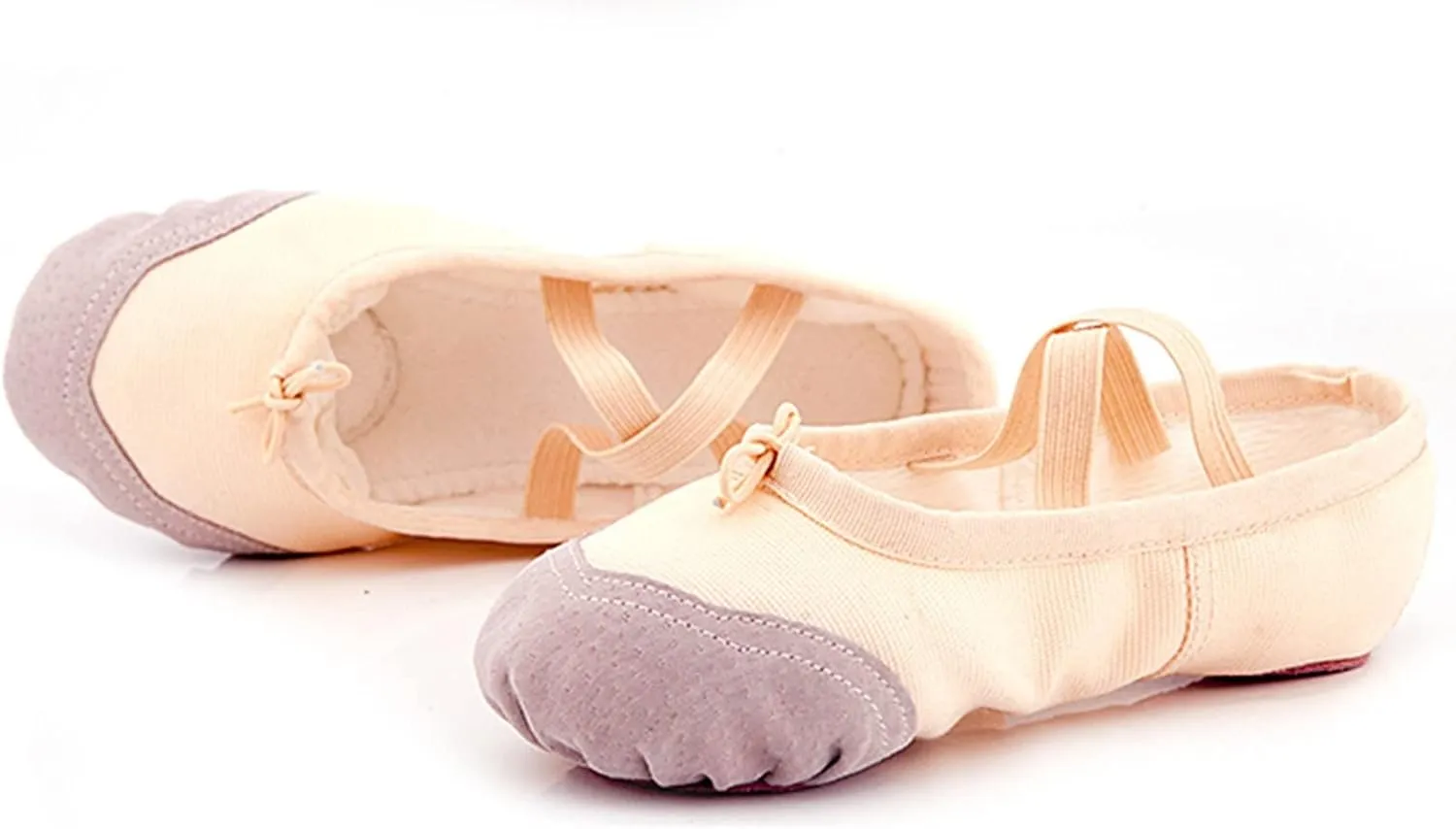 Dance Shoes for Girls Warm Canvas Ballet Slippers Color Block Solid Drawstring Bow Indoor Shoes with Elastic Straps
