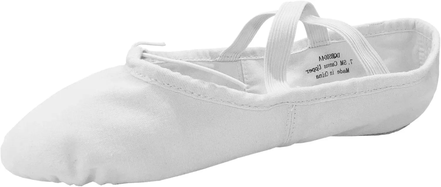 Danzcue Girl's Canvas Ballet Shoes Split Sole Ballet Slippers for Girl Dance Shoes