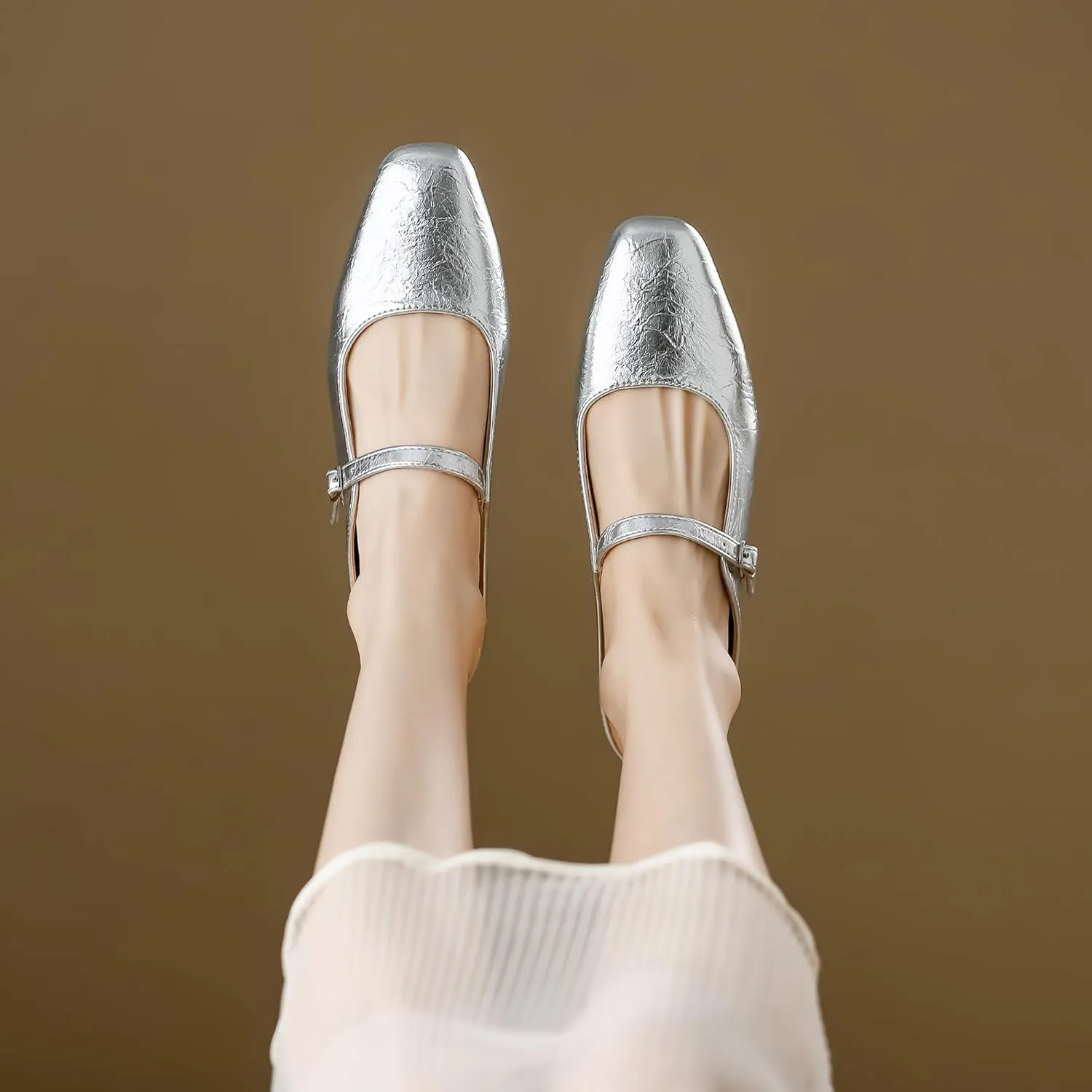Dear Time Women's Closed Toe Mary Jane Backless Flats Slip-on Mules Casual Comfortable Shoes