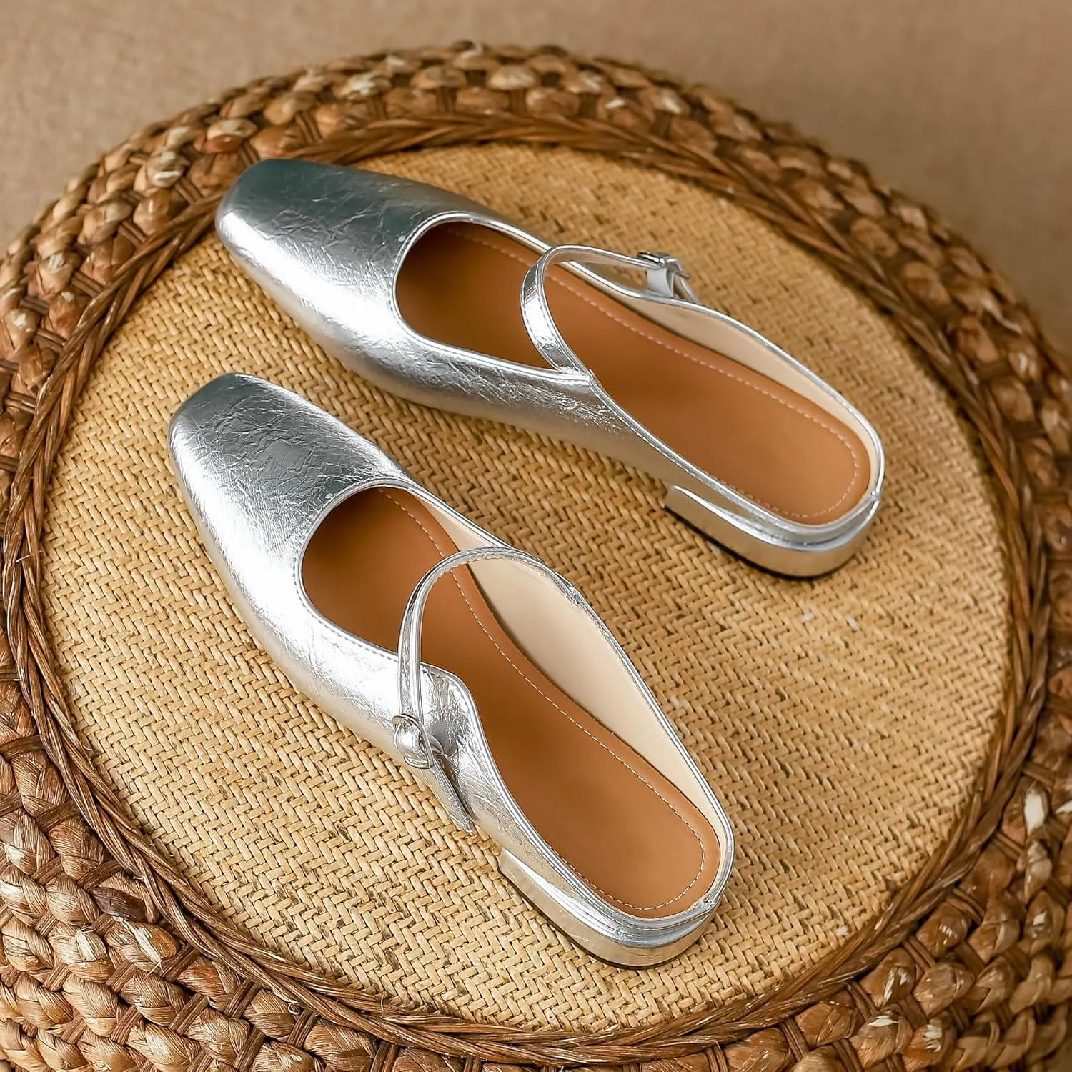 Dear Time Women's Closed Toe Mary Jane Backless Flats Slip-on Mules Casual Comfortable Shoes