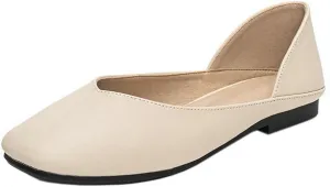 DINTAHA Square Toe Flats Closed Toe Ballet Flats Dressy Casual Slip On Ballerina Shoes