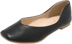 DINTAHA Square Toe Flats Closed Toe Ballet Flats Dressy Casual Slip On Ballerina Shoes