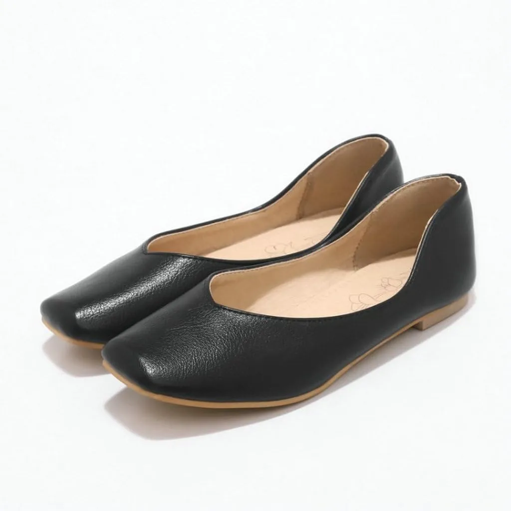 DINTAHA Square Toe Flats Closed Toe Ballet Flats Dressy Casual Slip On Ballerina Shoes