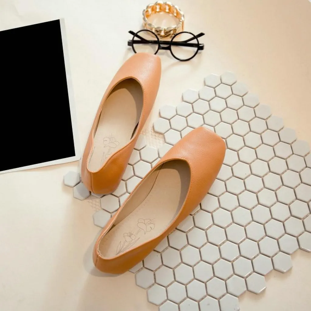 DINTAHA Square Toe Flats Closed Toe Ballet Flats Dressy Casual Slip On Ballerina Shoes