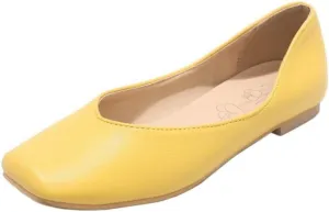 DINTAHA Square Toe Flats Closed Toe Ballet Flats Dressy Casual Slip On Ballerina Shoes