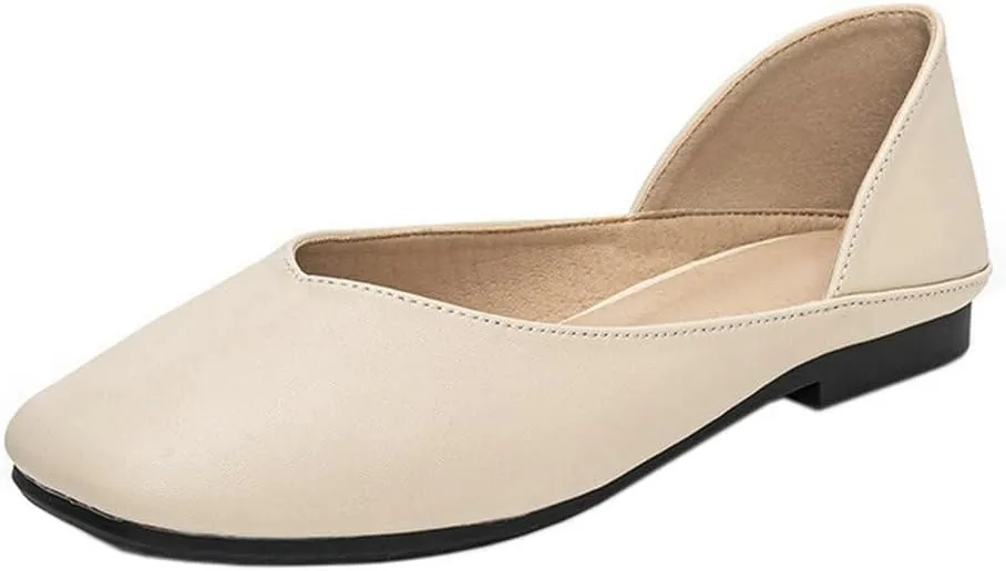 DINTAHA Square Toe Flats Closed Toe Ballet Flats Dressy Casual Slip On Ballerina Shoes
