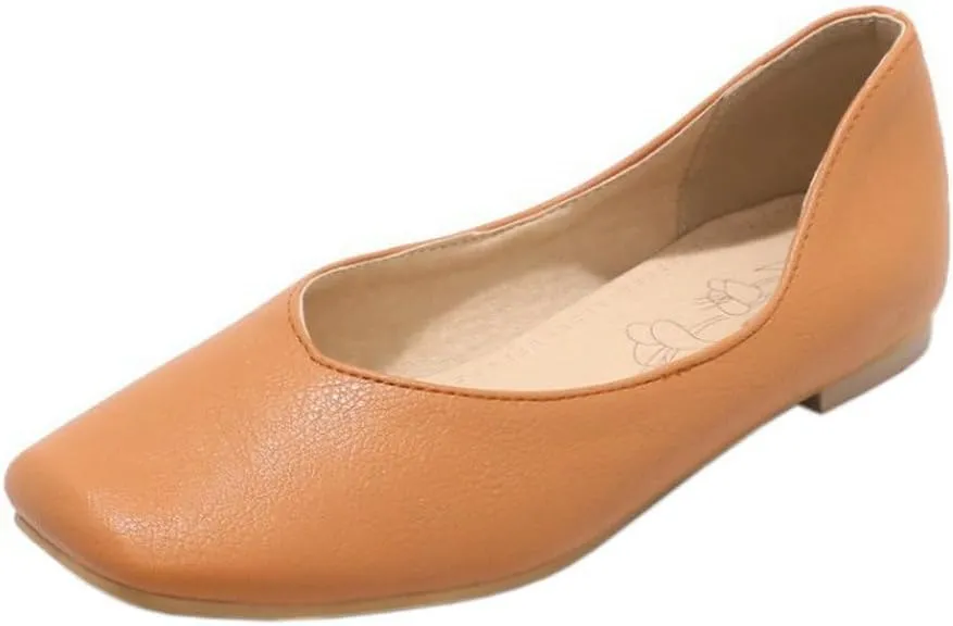 DINTAHA Square Toe Flats Closed Toe Ballet Flats Dressy Casual Slip On Ballerina Shoes