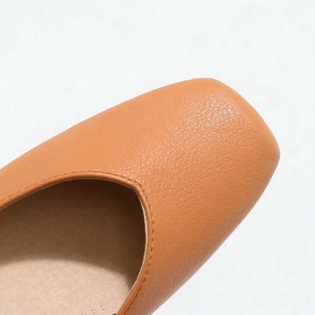 DINTAHA Square Toe Flats Closed Toe Ballet Flats Dressy Casual Slip On Ballerina Shoes