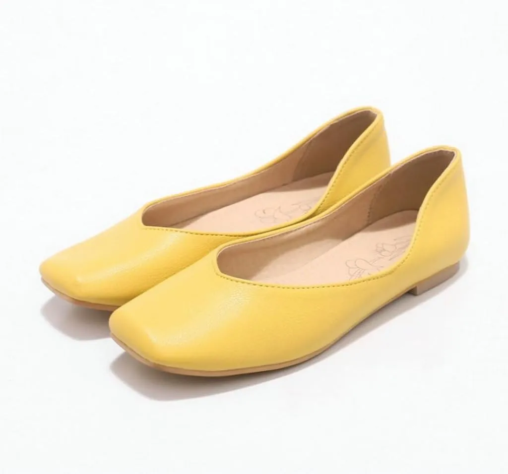 DINTAHA Square Toe Flats Closed Toe Ballet Flats Dressy Casual Slip On Ballerina Shoes
