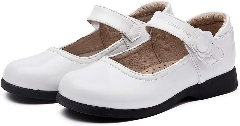 DKZSYIM Toddler Girls Dress Shoes Ballet Wedding Party Princess School Uniform Mary Jane Flats Shoes,Model KM 222PU
