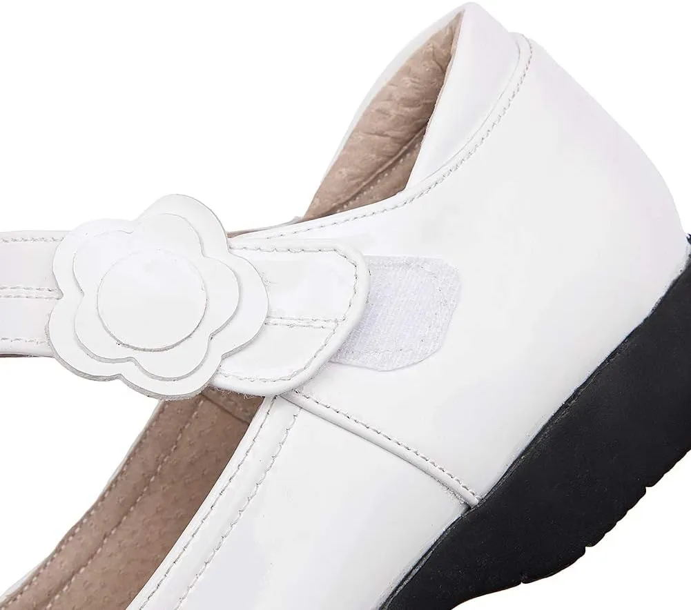 DKZSYIM Toddler Girls Dress Shoes Ballet Wedding Party Princess School Uniform Mary Jane Flats Shoes,Model KM 222PU