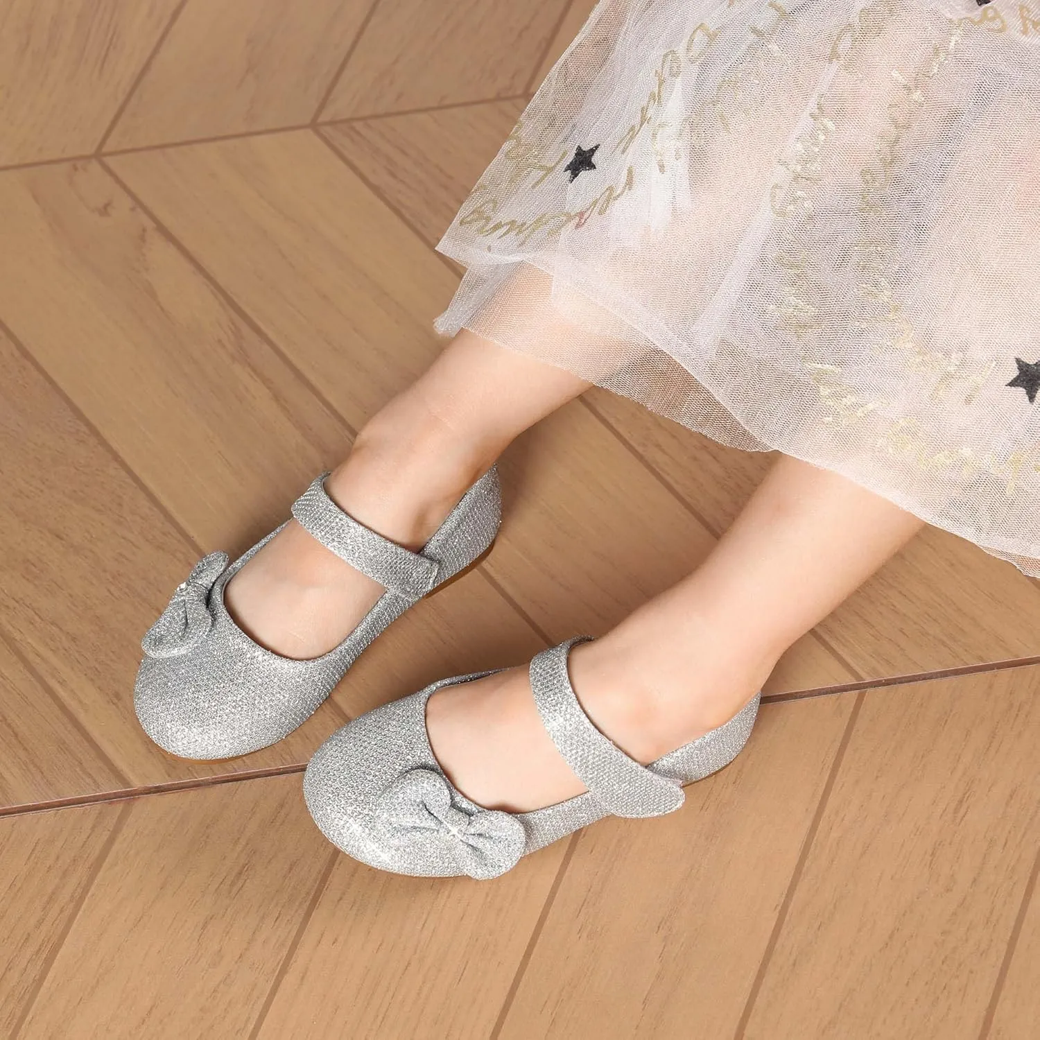 DREAM PAIRS Toddler Girls Dress Shoes Mary Jane Flats, Girls School Uniform Flats Bow Ballerina Shoes