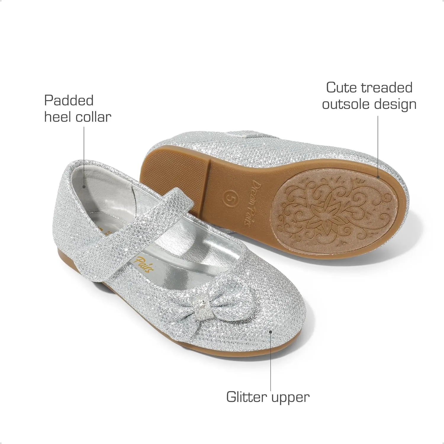 DREAM PAIRS Toddler Girls Dress Shoes Mary Jane Flats, Girls School Uniform Flats Bow Ballerina Shoes