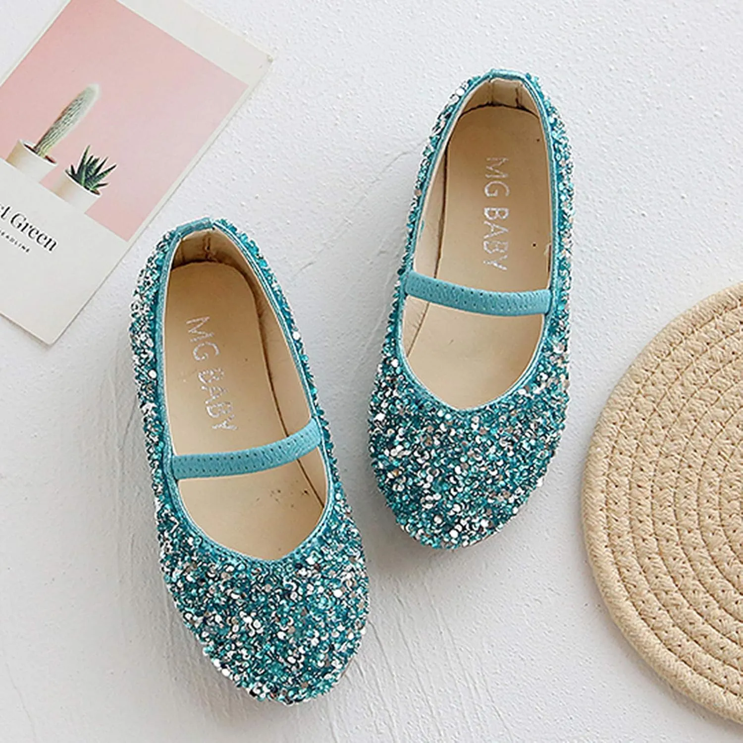 Dress Shoes for Girls Mary Jane Flats Sparkle Glitter Princess Shoes Wedding Party School Slip-On Ballet Shoes