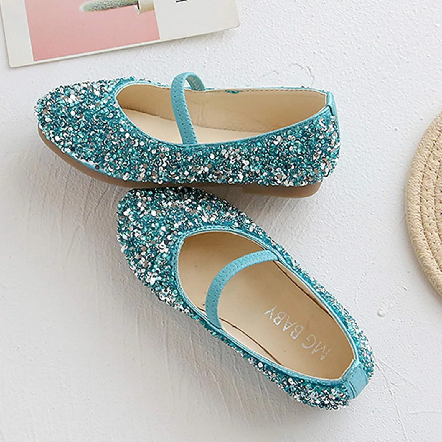 Dress Shoes for Girls Mary Jane Flats Sparkle Glitter Princess Shoes Wedding Party School Slip-On Ballet Shoes
