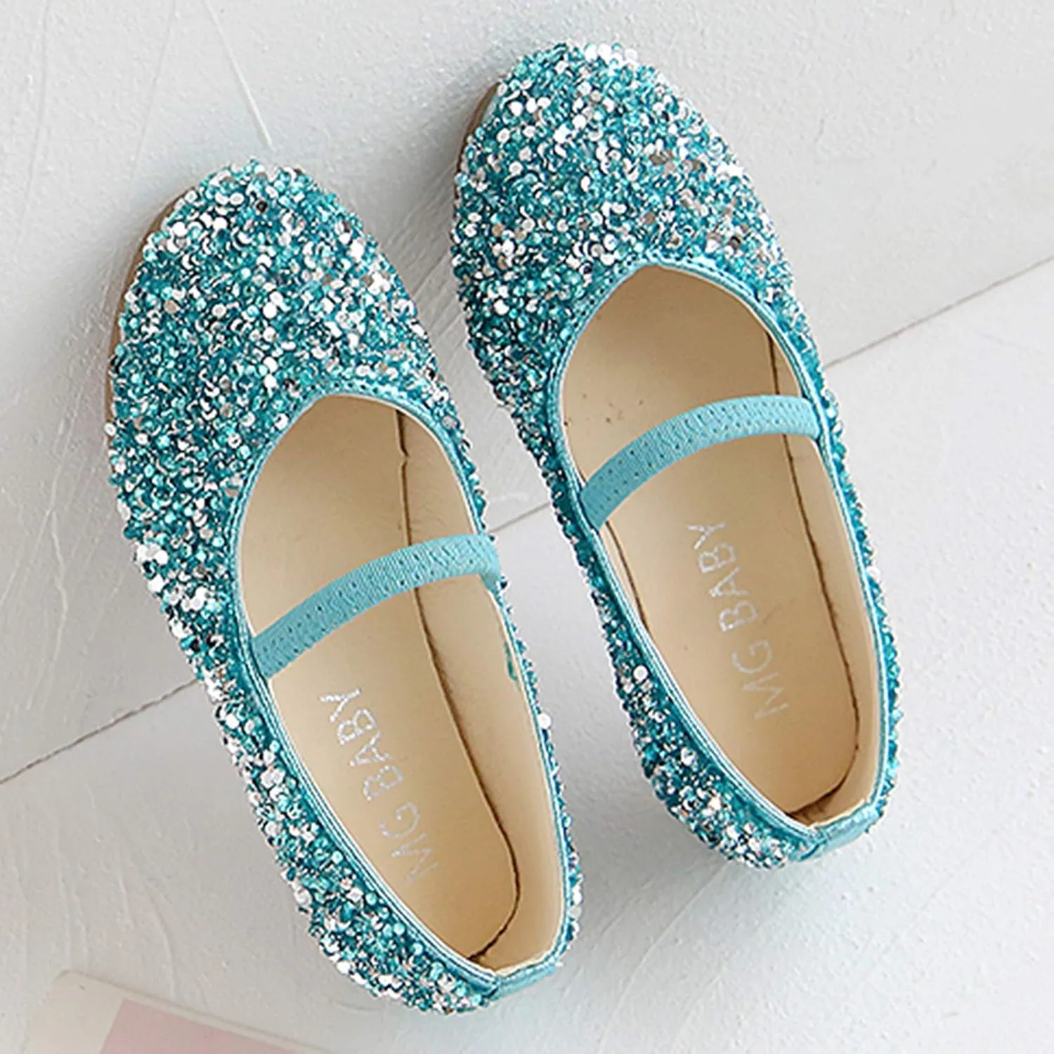 Dress Shoes for Girls Mary Jane Flats Sparkle Glitter Princess Shoes Wedding Party School Slip-On Ballet Shoes