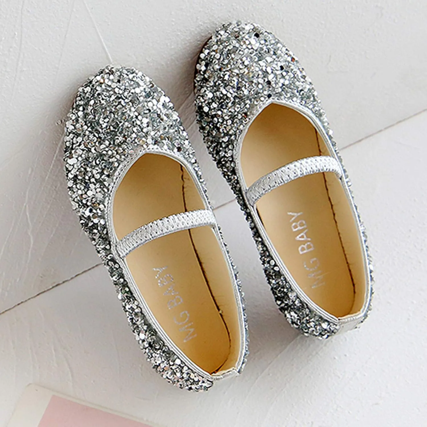 Dress Shoes for Girls Mary Jane Flats Sparkle Glitter Princess Shoes Wedding Party School Slip-On Ballet Shoes